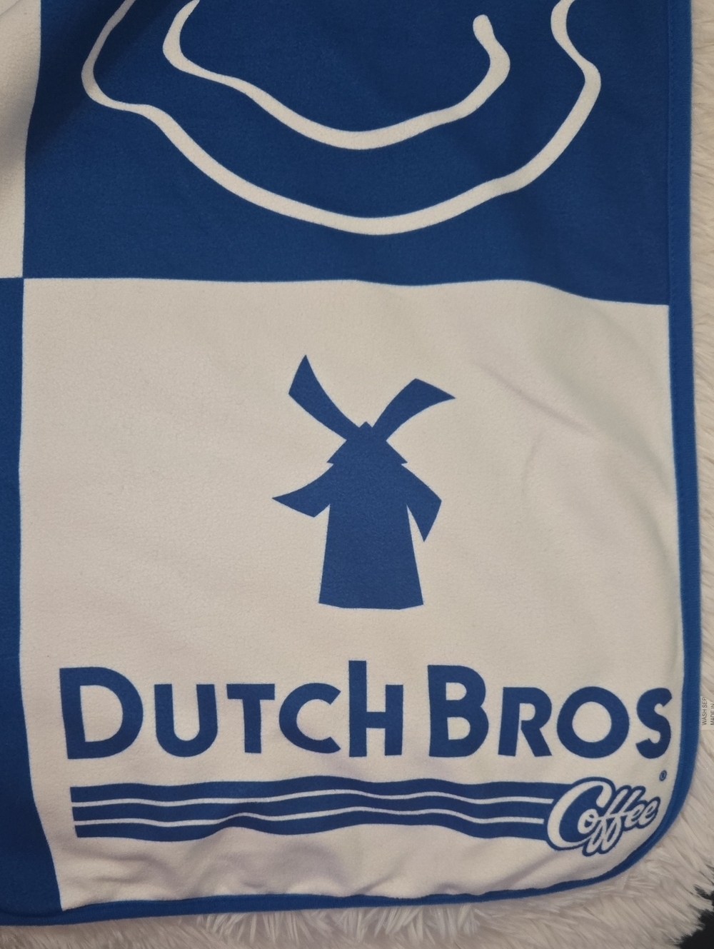 Dutch Bros Blanket Blue and White Checkered Throw Blanket